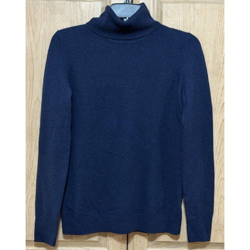 Talbots Pure Cashmere Turtleneck Sweater Women's XS Navy Blue Fine Knit Classic